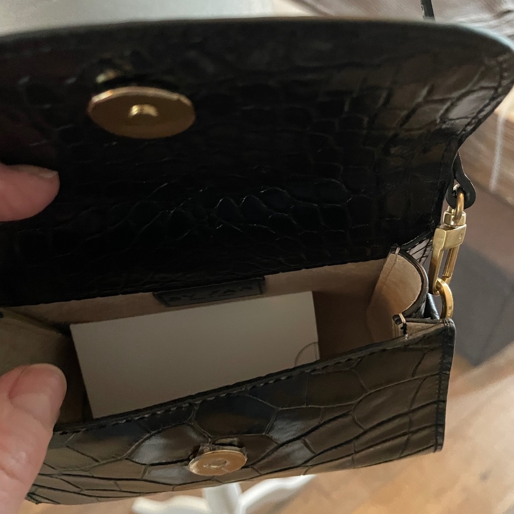 Authentic BY FAR Mini Black Croco Embossed Leather Top Handle/ Crossbody - NWT - Picture 6 of 8